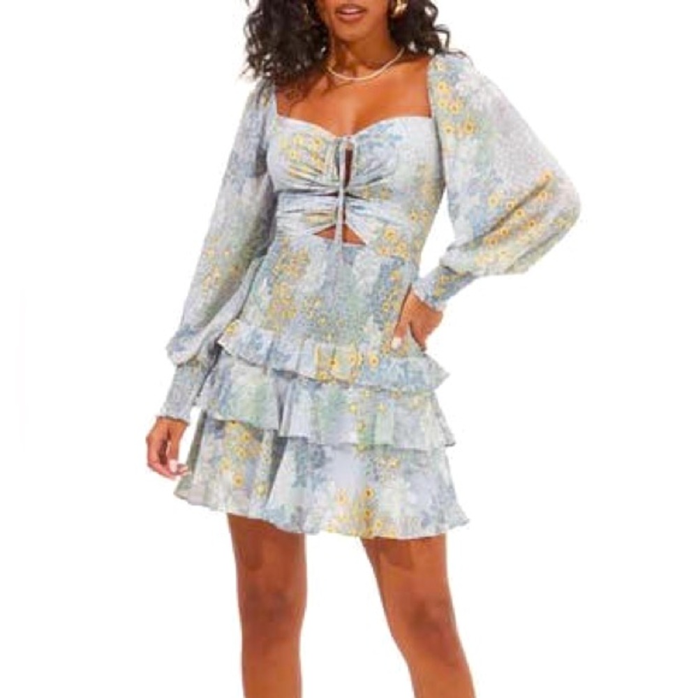 ASTR the Label, Marietta Floral Smocked Dress, XS